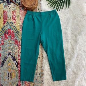 ASOS Blue Green High Waist High Rise Cropped Elastic Waist Casual Pants Size 8